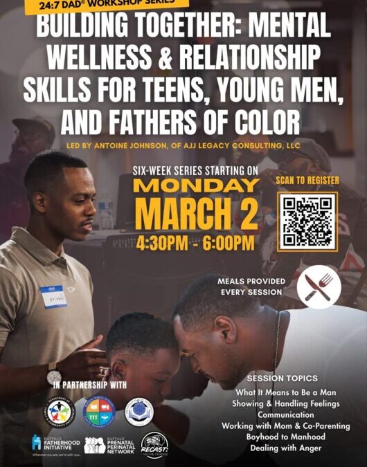 Flyer for the men's conference featuring event details and a motivational theme.